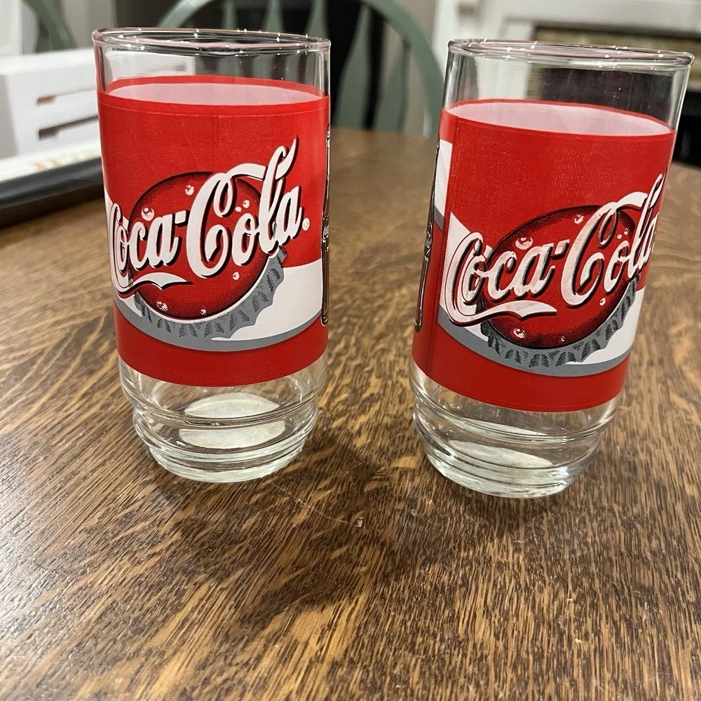 SET OF 2 CLASSIC COCA COLA TUMBLERS 5.75 INCHES HOLDS‎ 16 OZS
